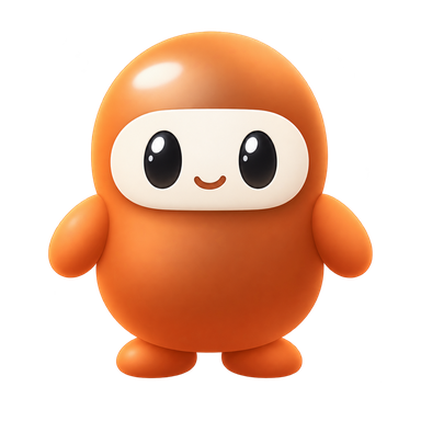 Habiff, the orange companion, wearing a builder's confidence